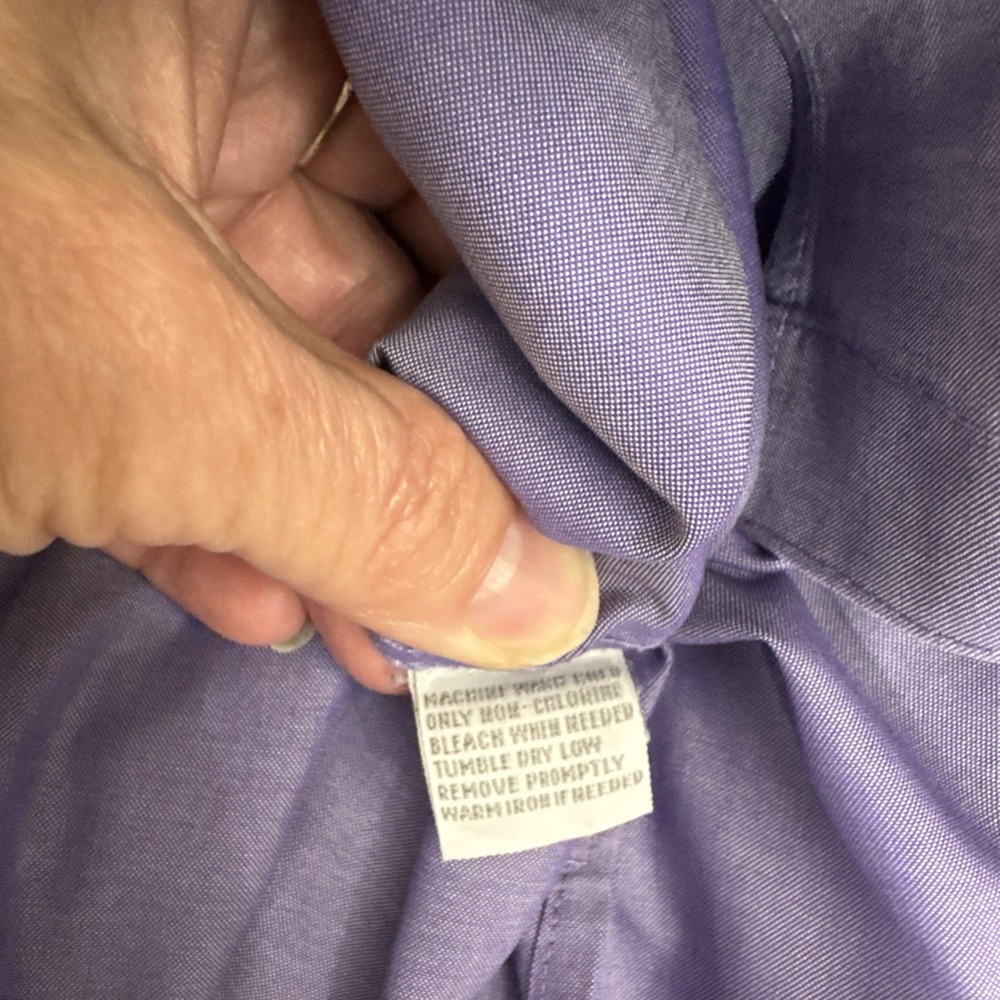 Foxcroft Non Iron Shaped Fit Long Sleeve Button‎ Up Blouse Shirt Purple Career 8 - Picture 10 of 10